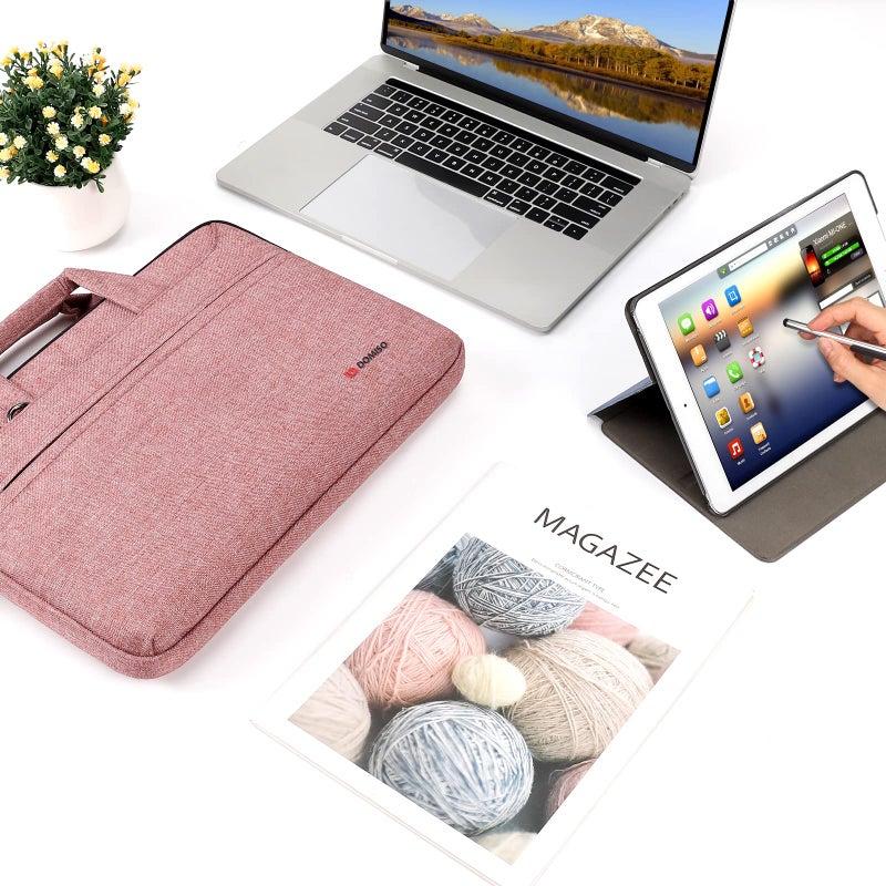 DOMISO 17.3 inch Laptop Messenger Shoulder Bag Tote Bag for Women for Men,Business Travel Work Computer Bag Chromebook Case Briefcase,Compatible with 17 inch HP Dell Lenovo ASUS, Pink - Image 5